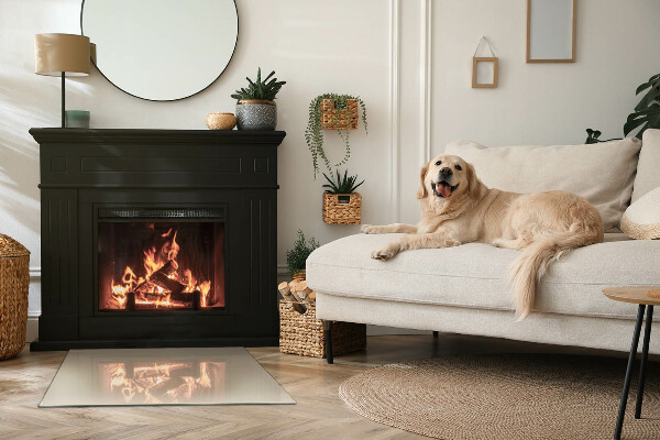 Rectangular glass hearth for wood stove Colour Beige