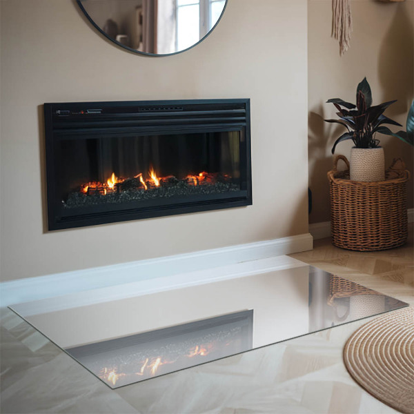 Rectangular glass hearth Colour White