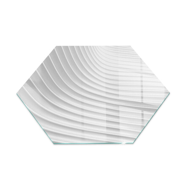Hexagonal glass hearth for stove Waves of delicate lines