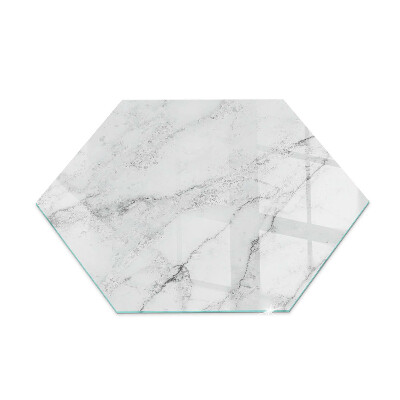 Hexagonal glass hearth for stove Marble pattern with veins