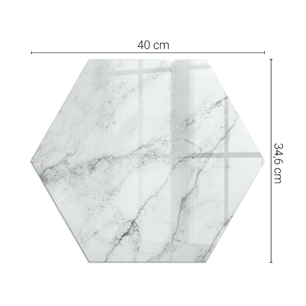 Hexagonal glass hearth for stove Marble pattern with veins