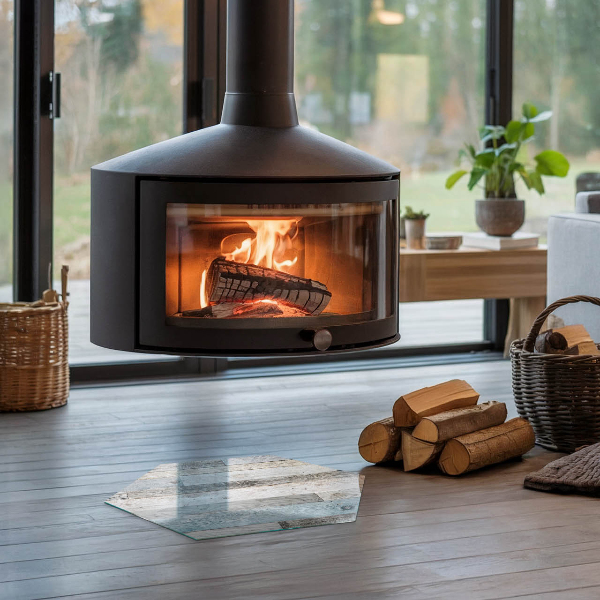 Hexagonal glass hearth pad Boards in different shades