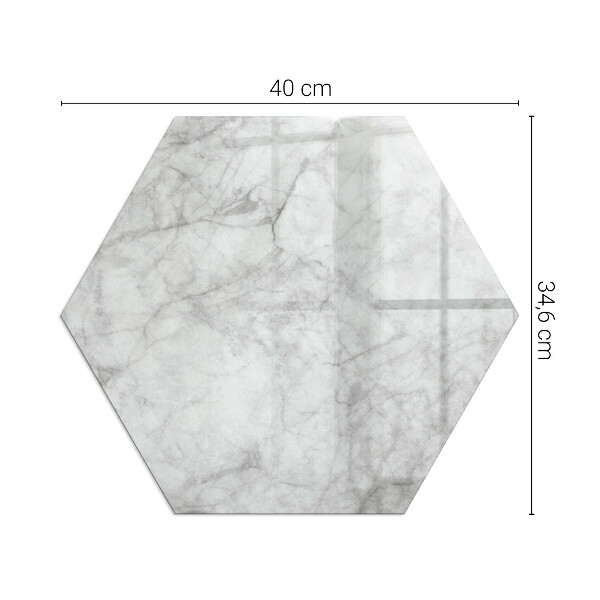 Hexagonal glass hearth for stove Marble structure pattern