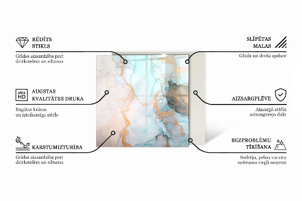 Hexagonal glass hearth for stove Marble structure pattern