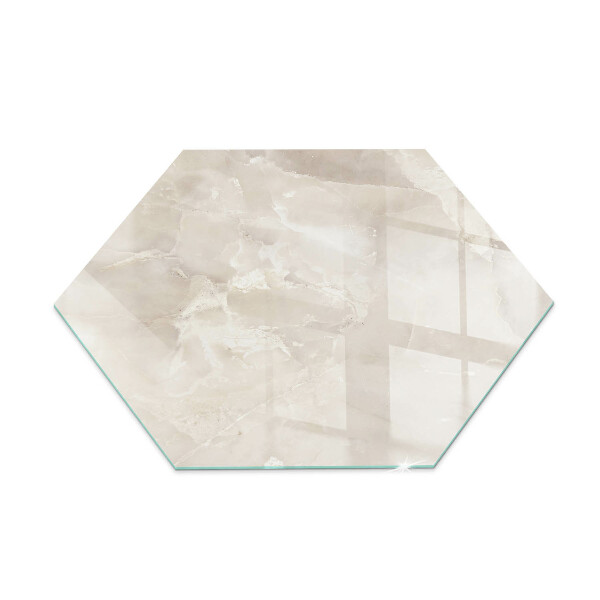 Hexagonal corner glass hearth Natural marble pattern