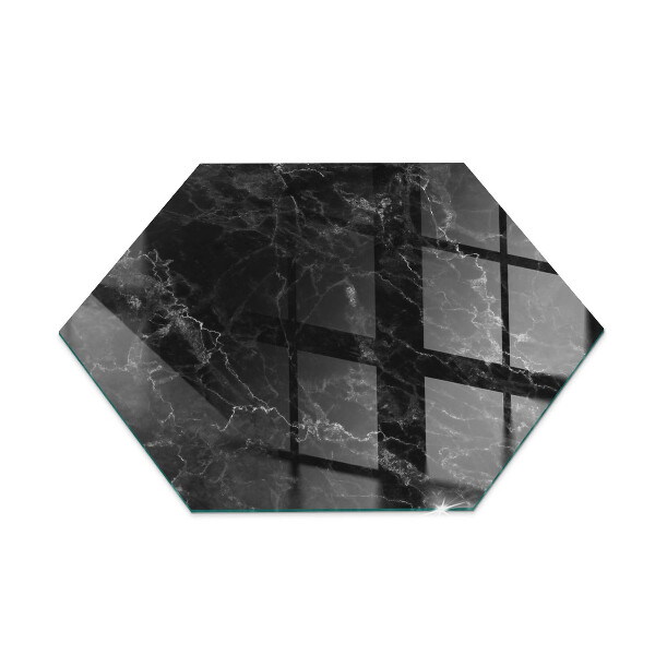 Hexagonal glass hearth pad Elegant marble pattern