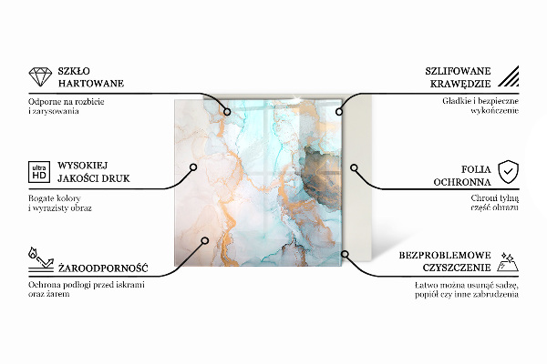 Hexagonal corner glass hearth Marble pattern with veins