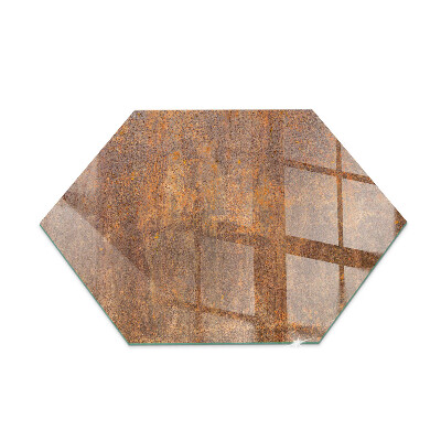 Hexagonal glass hearth pad Rust texture on metal