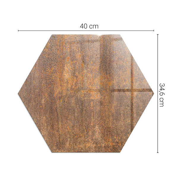Hexagonal glass hearth pad Rust texture on metal