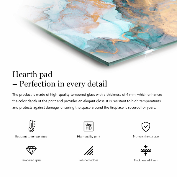 Hexagonal glass hearth pad Wooden board with grain