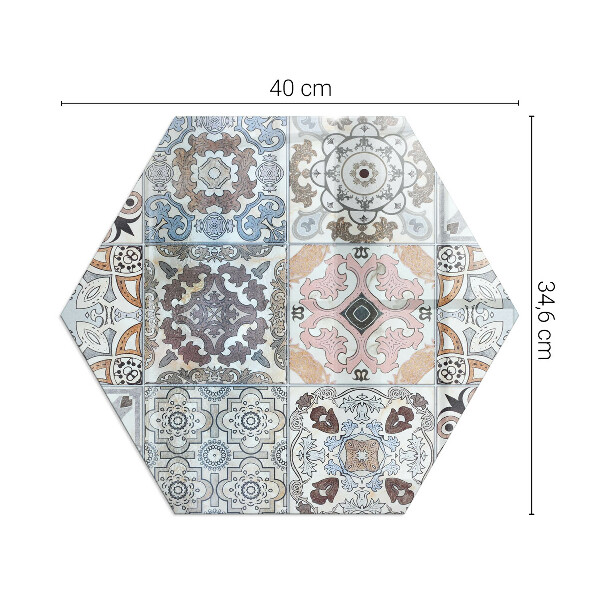 Hexagonal glass hearth for stove Mosaic patterns in tiles