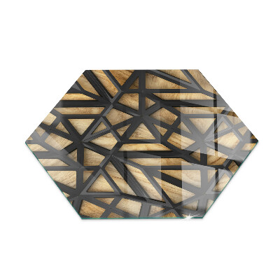 Hexagonal glass hearth for stove Geometry with wood