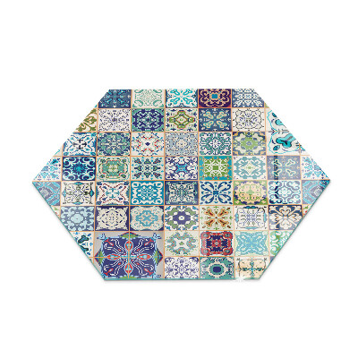Hexagonal glass hearth pad Mosaic patterns on tiles