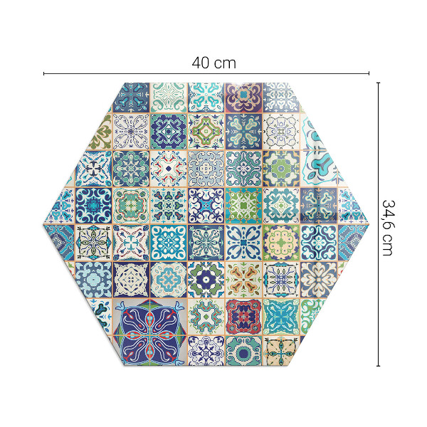 Hexagonal glass hearth pad Mosaic patterns on tiles
