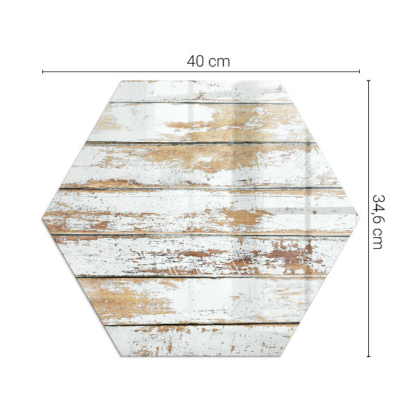 Hexagonal glass hearth pad Damaged wooden board