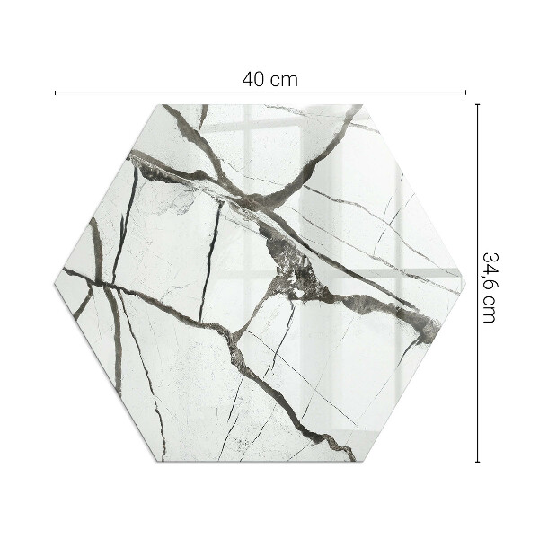 Hexagonal glass hearth for stove Marble Vein Pattern