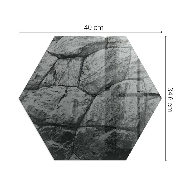 Hexagonal corner glass hearth Natural stone pattern