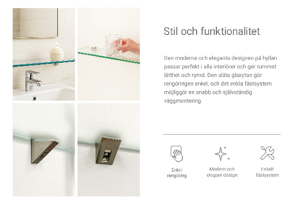 Translucent floating shelf for mirror 17x5 inches