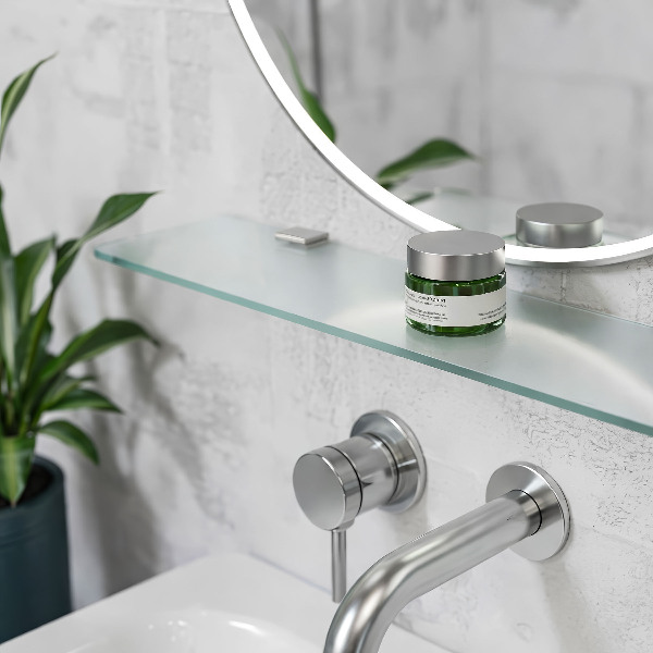 Translucent glass bath and shower shelf 19x5 inches