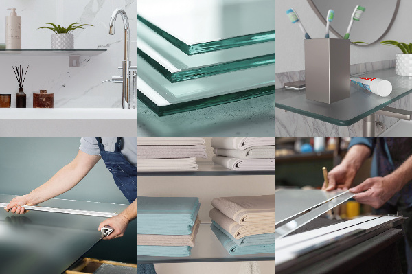 Translucent tempered glass bathroom shelf 15x5 inches