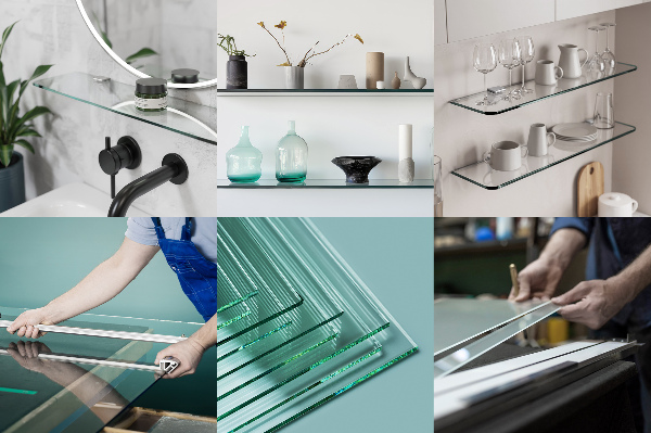 Glass wall shelf for mirror 80x13 cm