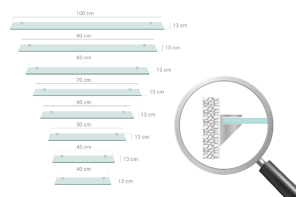 Glass bathroom shelf 90x13 cm