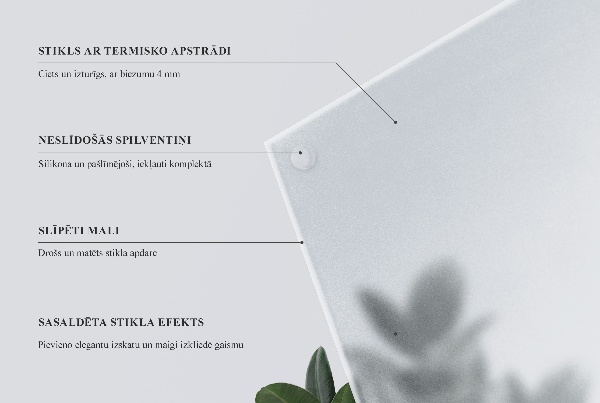 Square semi-transparent glass table top