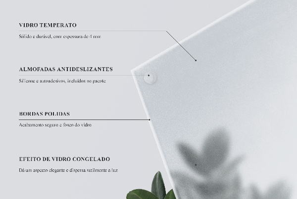 Square semi-transparent glass table top