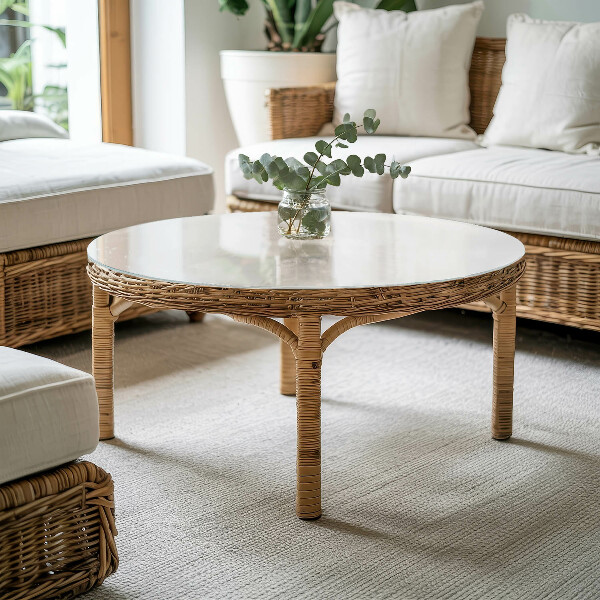 Glass table top with print Smooth white