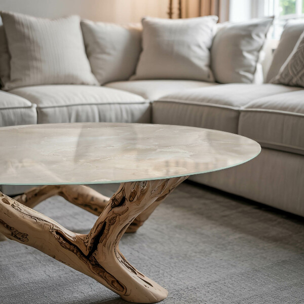 Round glass table top Marble pattern