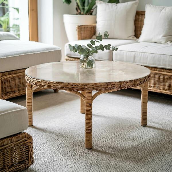 Round glass table top Marble pattern