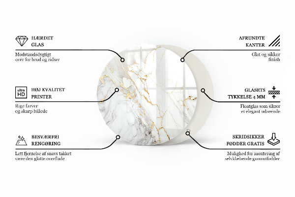Round glass table top Marble pattern