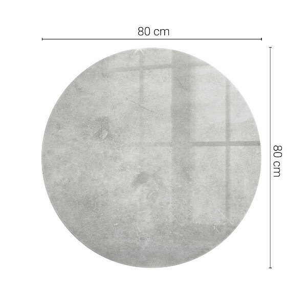 Round glass table top with print Concrete with cracks