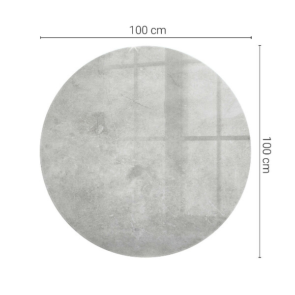 Round glass table top with print Concrete with cracks