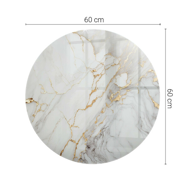 Round glass table top with print Elegant marble pattern