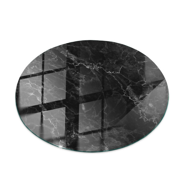 Round glass table top with print Veined marble pattern