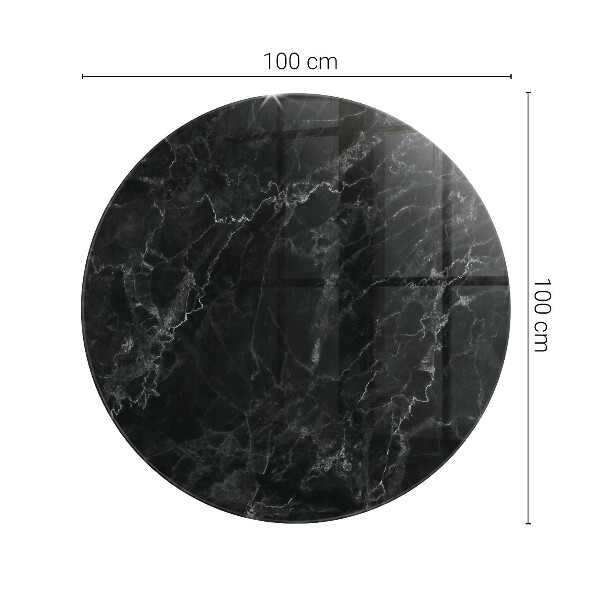 Round glass table top with print Veined marble pattern