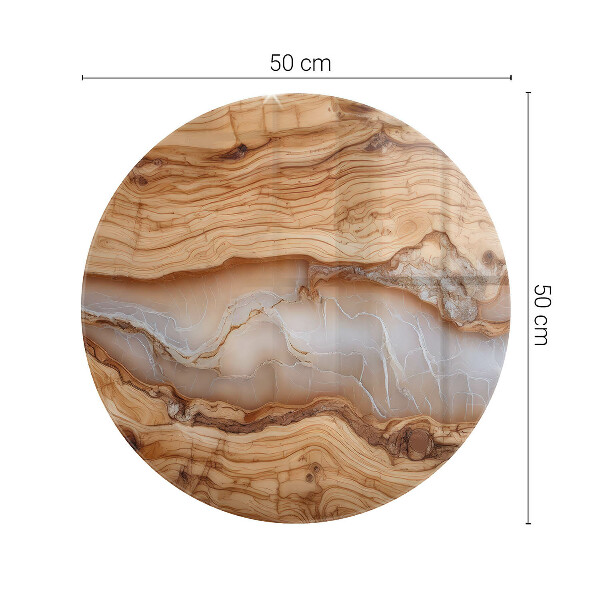 Glass table top with print Natural wood and resin pattern