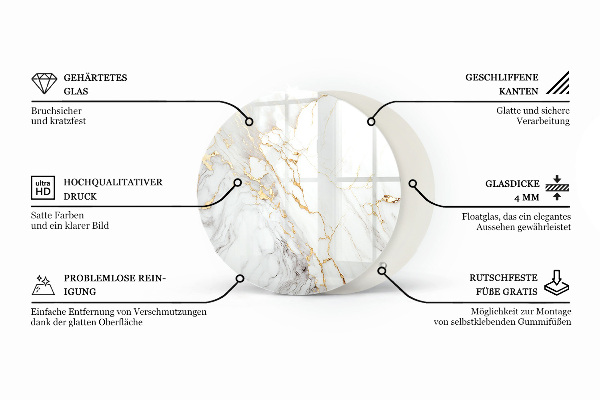 Glass table top with print Natural stone pattern