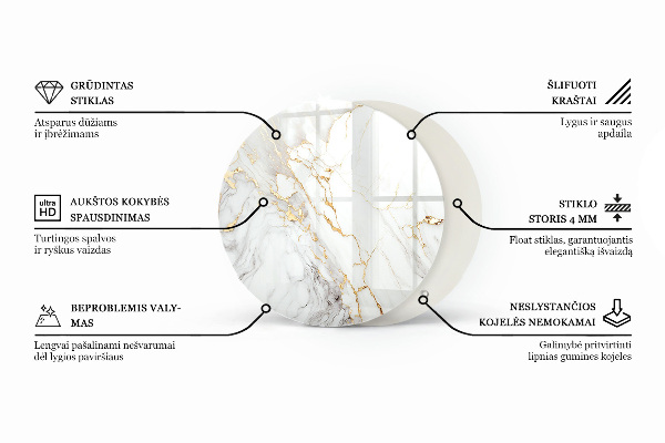 Glass table top with print Natural stone pattern