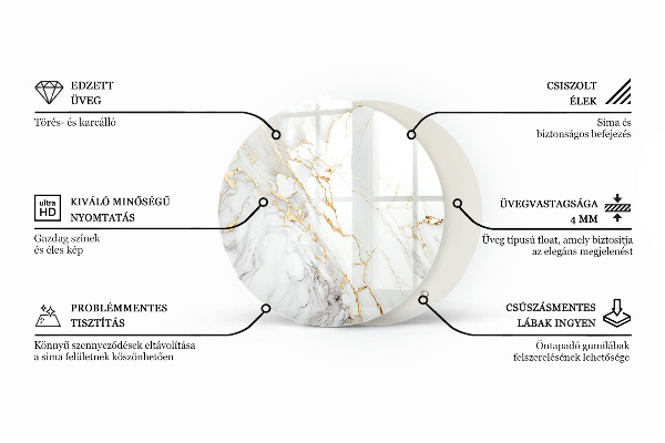 Round glass table top Wood panel pattern