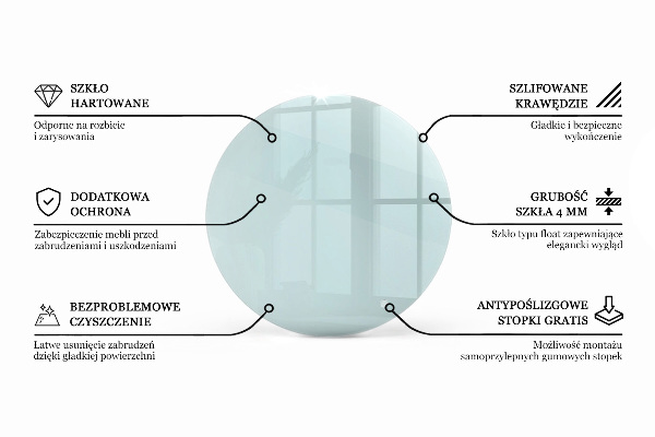 Round glass table top transparent