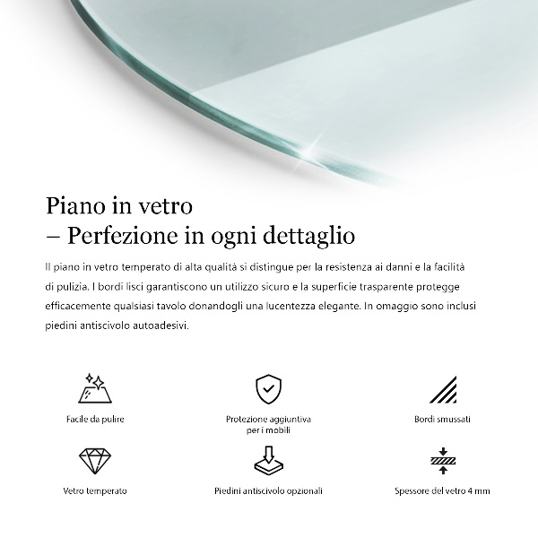 Round glass table top transparent