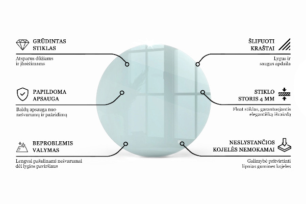 Round glass table top transparent