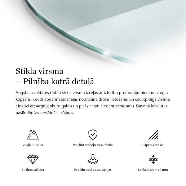 Round glass table top transparent