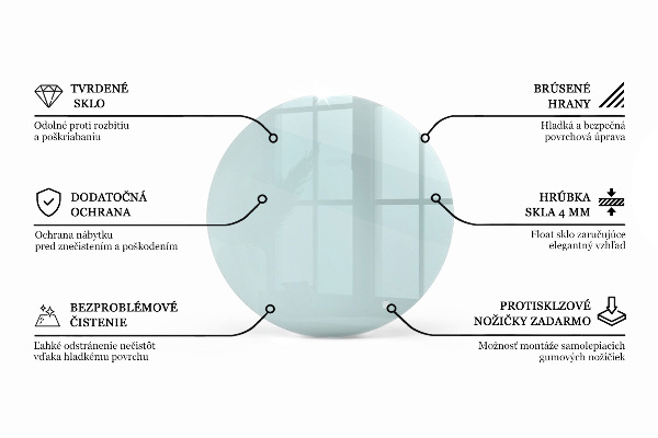 Round glass table top transparent
