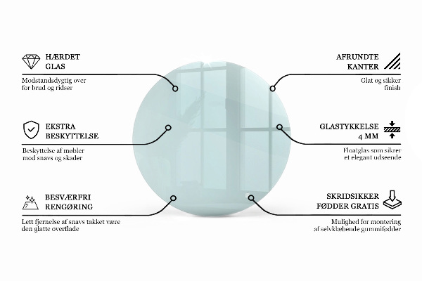 Round glass table top transparent