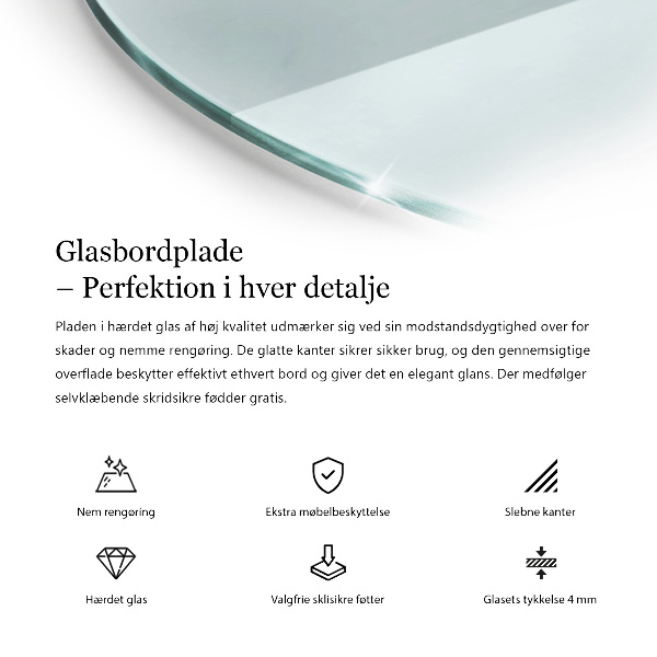 Round glass table top transparent