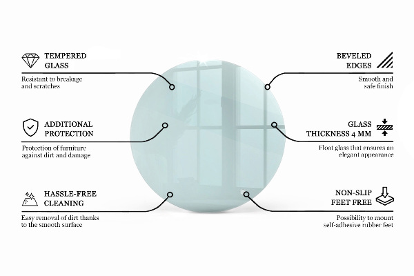 Round glass table top transparent