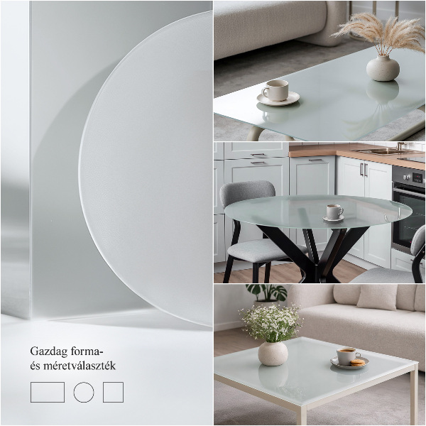 Rectangular table with a frosted glass finish